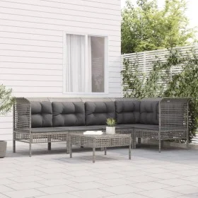 6-teiliges Gartenmöbel-Set und graue synthetische Rattankissen von vidaXL, Gartensets - Ref: Foro24-3187508, Preis: 378,17 €,...