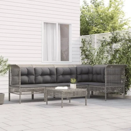 6-piece garden furniture set and gray synthetic rattan cushions by vidaXL, Garden sets - Ref: Foro24-3187508, Price: 378,17 €...