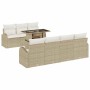 Conjunto de sofá de jardín con cojín 8 pcs Beige Poliratán