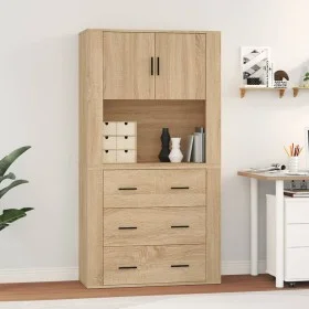 Tall oak-colored plywood sideboard by vidaXL, Sideboards - Ref: Foro24-3185386, Price: 184,03 €, Discount: %