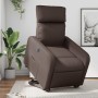 Sillón reclinable elevable eléctrico de cuero sintético marrón