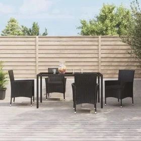 5-teiliges Gartenmöbel-Set mit schwarzen synthetischen Rattankissen von vidaXL, Gartensets - Ref: Foro24-3187326, Preis: 359,...