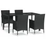 5-teiliges Gartenmöbel-Set mit schwarzen synthetischen Rattankissen von vidaXL, Gartensets - Ref: Foro24-3187326, Preis: 359,...
