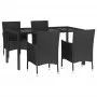5-teiliges Gartenmöbel-Set mit schwarzen synthetischen Rattankissen von vidaXL, Gartensets - Ref: Foro24-3187326, Preis: 359,...