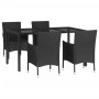 5-teiliges Gartenmöbel-Set mit schwarzen synthetischen Rattankissen von vidaXL, Gartensets - Ref: Foro24-3187326, Preis: 375,...