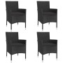 Set de muebles jardín 5 pzas con cojines ratán sintético negro