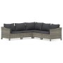 5-teiliges Gartenmöbel-Set und graue synthetische Rattankissen von vidaXL, Gartensets - Ref: Foro24-3187279, Preis: 371,92 €,...