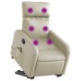 Sillón de masaje elevable eléctrico cuero sintético crema