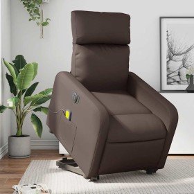 Sillón de masaje elevable eléctrico cuero sintético marrón Sillón de masaje elevable eléctrico cuero sintético marrón