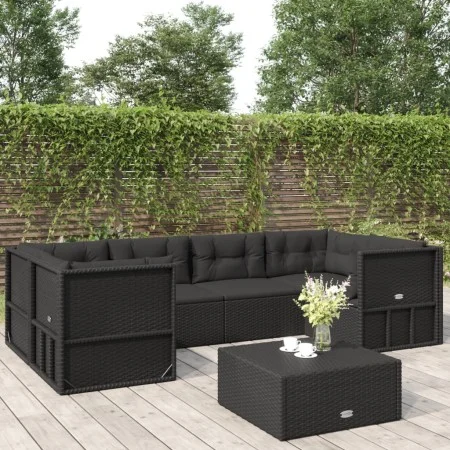 6-piece garden furniture set and black synthetic rattan cushions by vidaXL, Garden sets - Ref: Foro24-3187163, Price: 502,19 ...