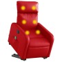 Sillón de majaje elevable eléctrico cuero artificial rojo