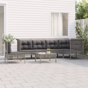 7-teiliges Gartenmöbel-Set und graue synthetische Rattankissen von vidaXL, Gartensets - Ref: Foro24-3187525, Preis: 381,13 €,...