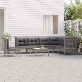 8-piece garden furniture set and gray synthetic rattan cushions by vidaXL, Garden sets - Ref: Foro24-3187529, Price: 443,39 €...