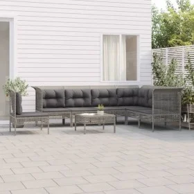 8-piece garden furniture set and gray synthetic rattan cushions by vidaXL, Garden sets - Ref: Foro24-3187529, Price: 432,16 €...
