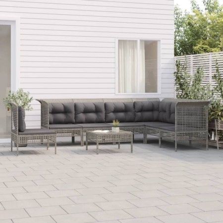 8-piece garden furniture set and gray synthetic rattan cushions by vidaXL, Garden sets - Ref: Foro24-3187529, Price: 444,59 €...