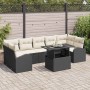 Conjunto de sofá de jardín con cojín 8 pcs Negro Poliratán