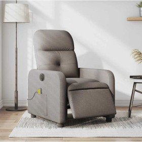 Sillón reclinable de masaje eléctrico tela gris taupe Sillón reclinable de masaje eléctrico tela gris taupe