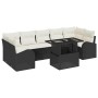 Conjunto de sofá de jardín con cojín 8 pcs Negro Poliratán
