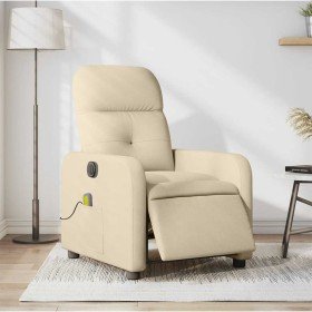 Sillón reclinable de masaje eléctrico tela color crema en Sillones | Comprar online en Foro24