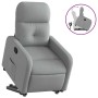 Sillón reclinable elevable de tela gris claro