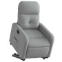 Sillón reclinable elevable de tela gris claro