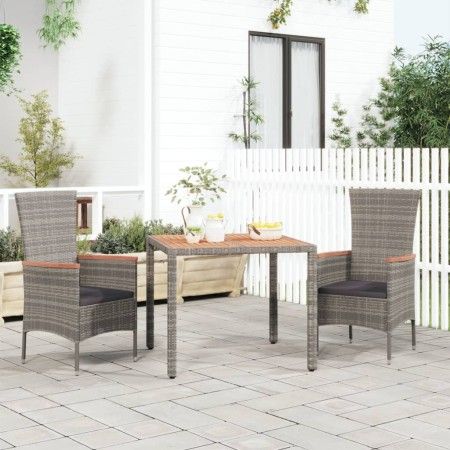 Garten Tisch aus PE Rattan grau und massivem Akazienholz Oberfläche von vidaXL, Gartentische - Ref: Foro24-319549, Preis: 97,...