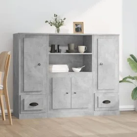 Aparador alto 3 piezas madera contrachapada gris hormigón de vidaXL, Aparadores - Ref: Foro24-3185315, Precio: 193,12 €, Desc...