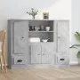 Aparador alto 3 piezas madera contrachapada gris hormigón de vidaXL, Aparadores - Ref: Foro24-3185315, Precio: 193,12 €, Desc...