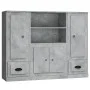 Aparador alto 3 piezas madera contrachapada gris hormigón de vidaXL, Aparadores - Ref: Foro24-3185315, Precio: 193,12 €, Desc...