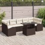 Conjunto de sofá de jardín con cojín 8 pcs Marrón Poliratán