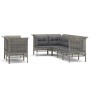 Set de muebles de jardín 7 pzas y cojines ratán sintético gris