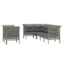 Set de muebles de jardín 7 pzas y cojines ratán sintético gris