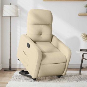 Sillón reclinable elevable de tela color crema Sillón reclinable elevable de tela color crema