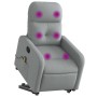 Sillón de masaje reclinable de pie de tela gris claro