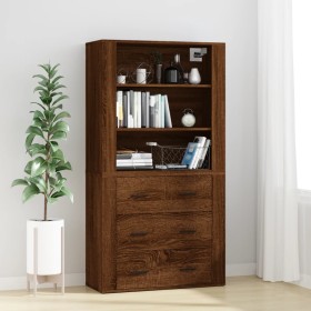 Hohes Sideboard aus braunem Eichensperrholz von vidaXL, Sideboards - Ref: Foro24-3185398, Preis: 151,10 €, Rabatt: %