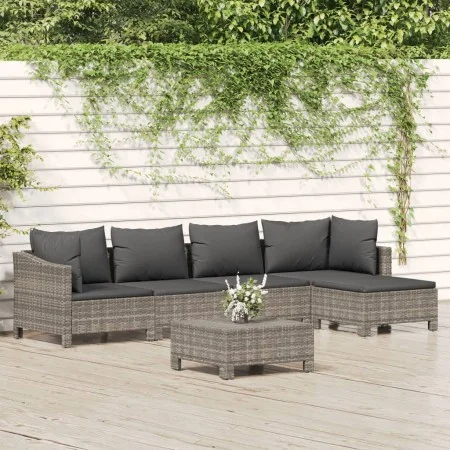 6-teiliges Gartenmöbel-Set und graue synthetische Rattankissen von vidaXL, Gartensets - Ref: Foro24-3187271, Preis: 424,17 €,...