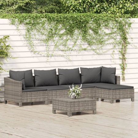 6-teiliges Gartenmöbel-Set und graue synthetische Rattankissen von vidaXL, Gartensets - Ref: Foro24-3187271, Preis: 386,89 €,...