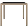 Beigefarbener Rattan-Gartentisch und Oberfläche aus gehärtetem Glas von vidaXL, Gartentische - Ref: Foro24-319550, Preis: 113...