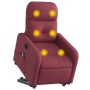 Sillón reclinable de masaje elevable tela rojo tinto