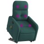 Silla de masaje reclinable de pie de tela verde oscura