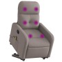 Sillón reclinable de masaje elevable tela gris taupé