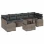 Conjunto de sofá de jardín con cojín 8 pcs Gris Poliratán