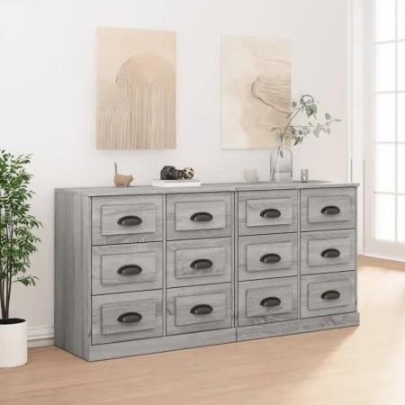 Aparadores 2 piezas madera contrachapada gris Sonoma de vidaXL, Aparadores - Ref: Foro24-3185285, Precio: 236,60 €, Descuento: %