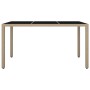 Beigefarbener Rattan-Gartentisch und Oberfläche aus gehärtetem Glas von vidaXL, Gartentische - Ref: Foro24-319553, Preis: 126...