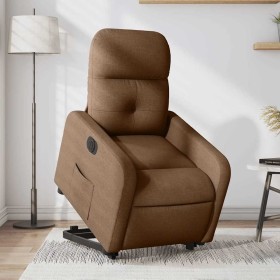 Sillón eléctrico reclinable elevable de tela marrón