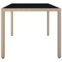 Beigefarbener Rattan-Gartentisch und Oberfläche aus gehärtetem Glas von vidaXL, Gartentische - Ref: Foro24-319553, Preis: 126...