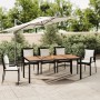 Mesa de jardín ratán PE negro y superficie madera maciza acacia de vidaXL, Mesas de jardín - Ref: Foro24-319554, Precio: 168,...