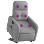 Sillón de masaje eléctrico reclinable elevable tela gris claro