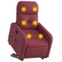 Sillón de masaje elevable eléctrico tela rojo tinto