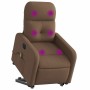 Sillón de masaje eléctrico reclinable elevable tela marrón